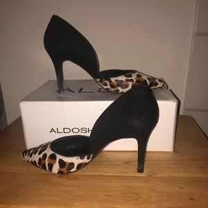 Aldo Leopard Print Black Suede Pump